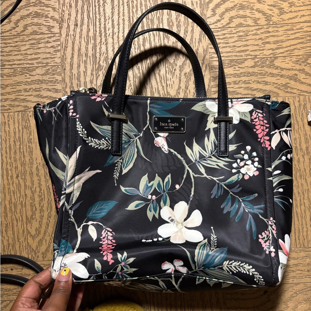 Kate Spade Black and Pink Floral Tote